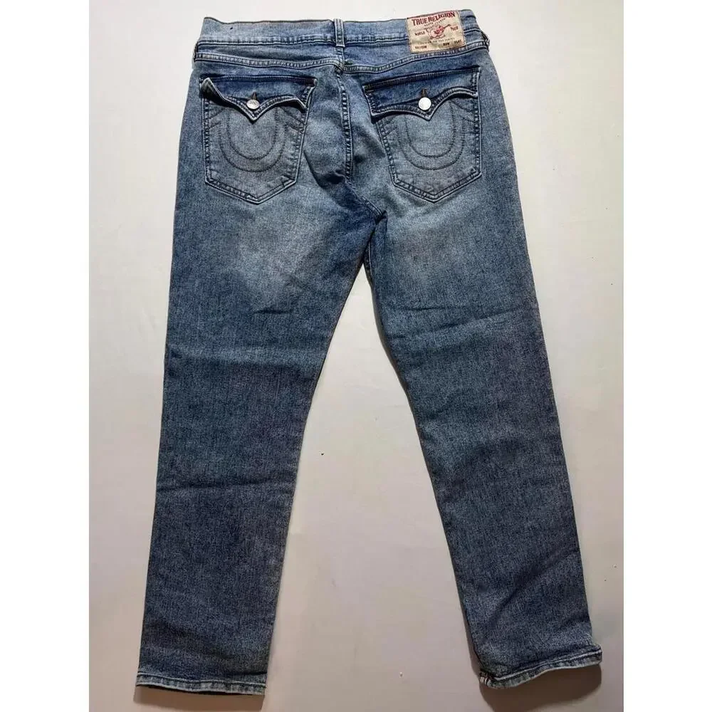 True Religion Geno Men's Jeans 34x30 Light Wash Relaxed‎ Slim Denim